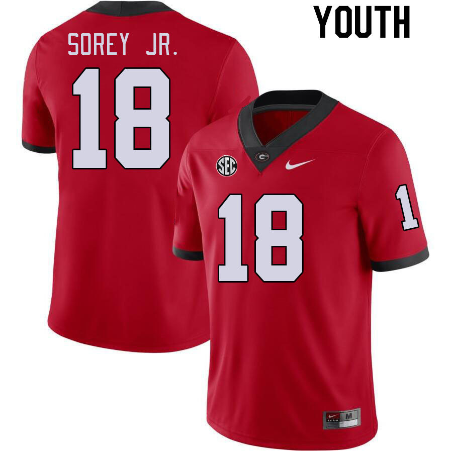 Youth #18 Xavian Sorey Jr. Georgia Bulldogs College Football Jerseys Stitched-Red - Click Image to Close